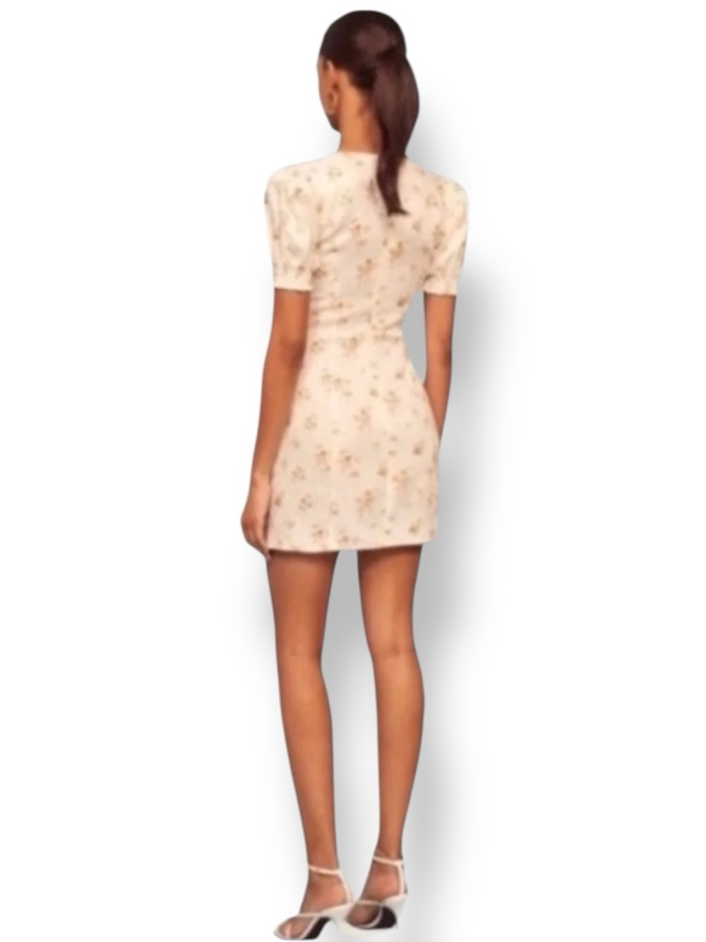 REFORMATION Gina Linen Mini Dress Mildred Floral Size 2 Cottagecore Puff Sleeve - Picture 5 of 13